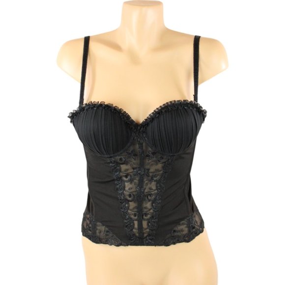 La Vie En Rose Black Lace Corset Bra - Picture 3 of 10
